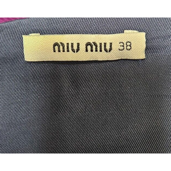 Miu Miu Womens Mini A Line Skirt 38 Purple High Rise Side Zip Cotton Italy US 2 - Picture 4 of 10